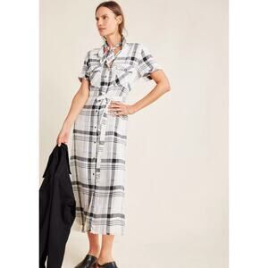 Anthropologie Cloth & Stone Petite Hannah Plaid Shirtdress Size S